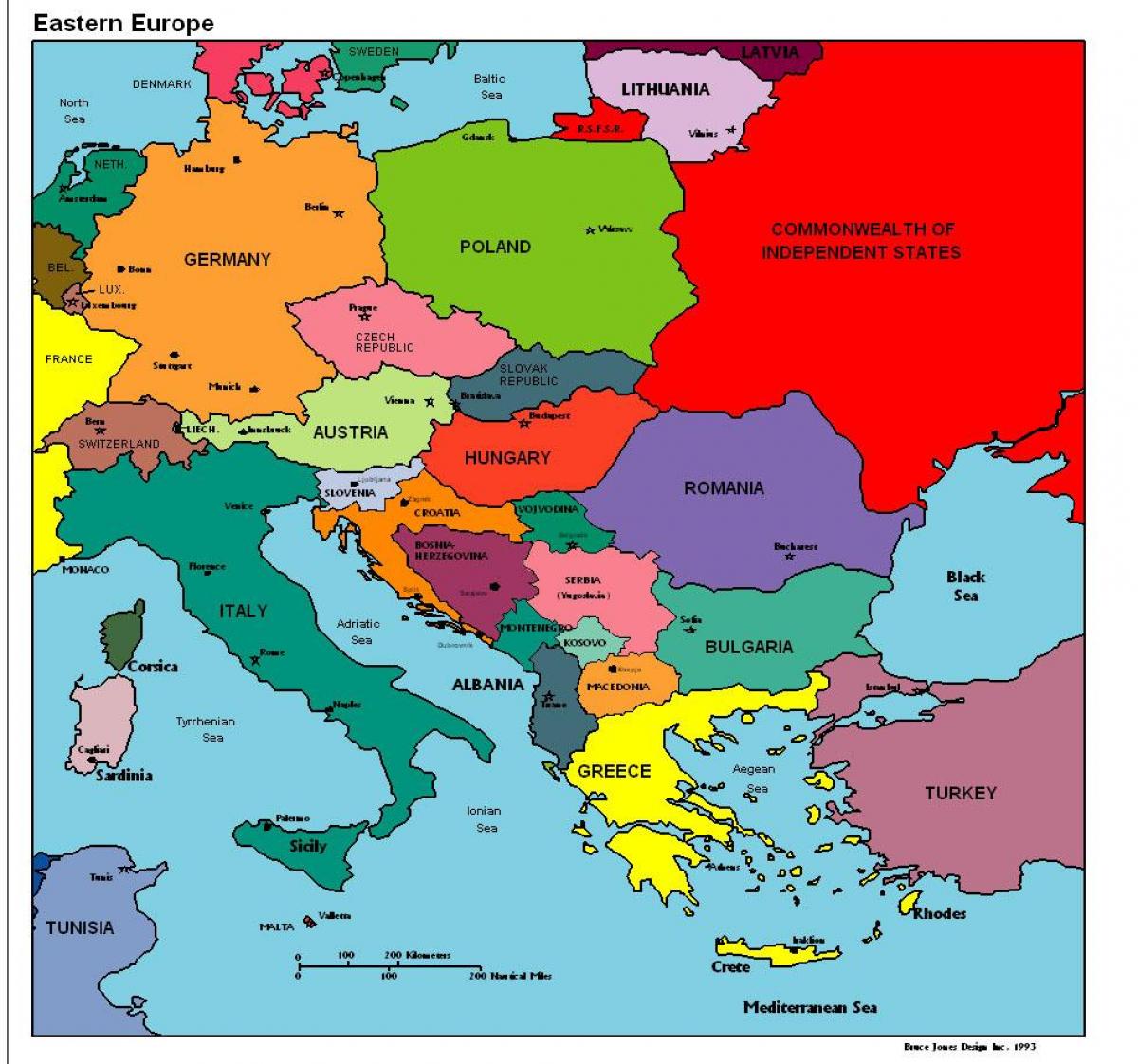 на картата на Европа Албания