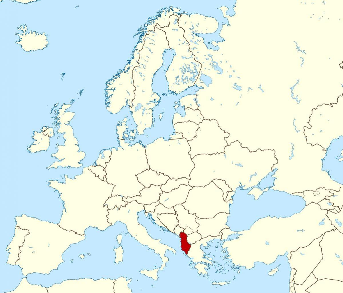 карта на света, показваща Албания