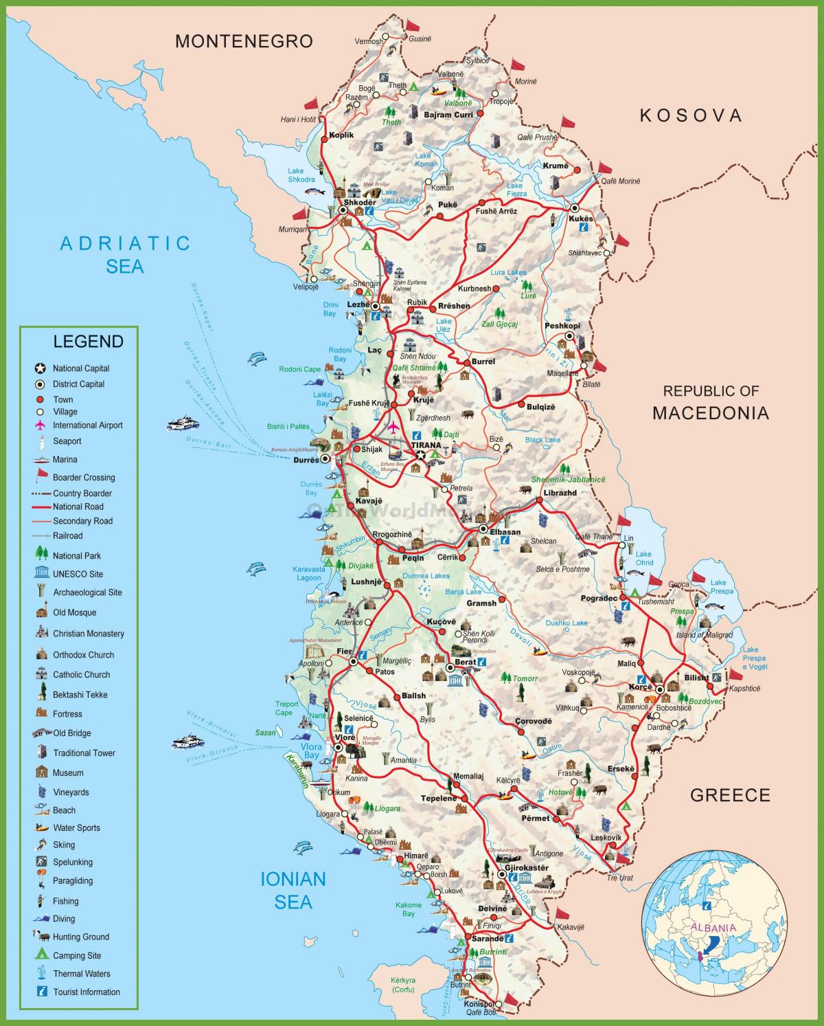 карта шкиперия Албания