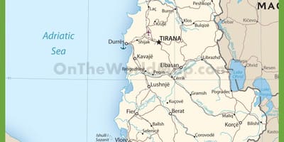 Албания пътищата на картата